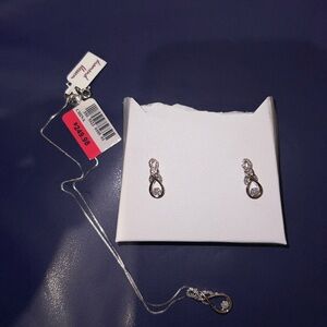 Silver Infinity Necklace and Earring Set